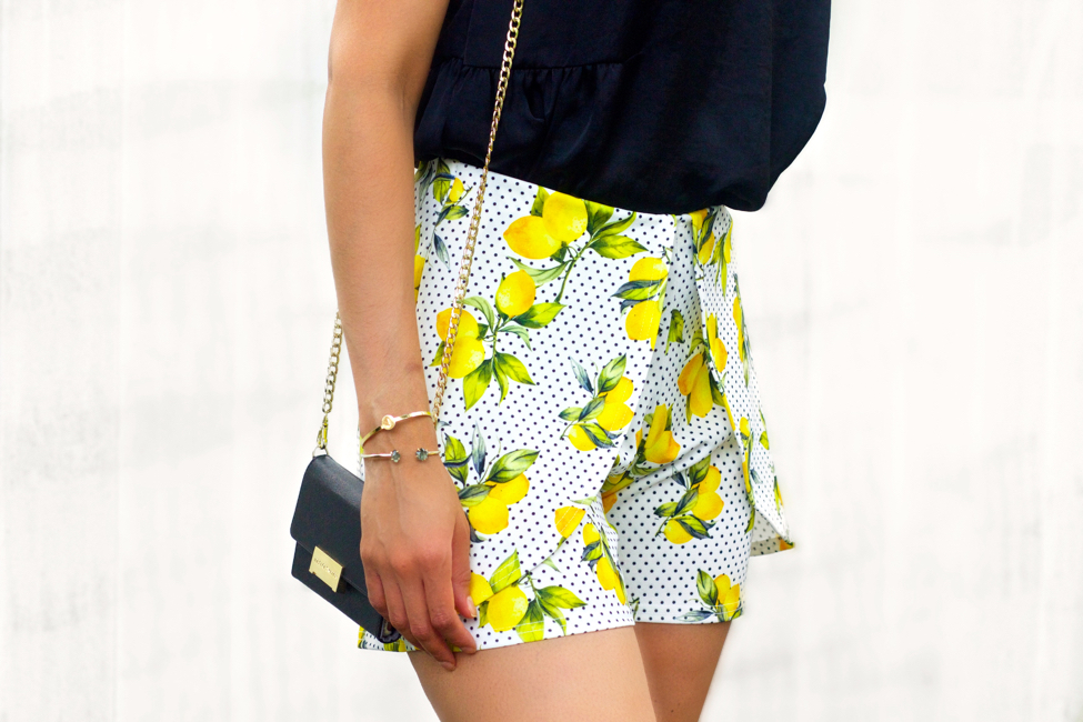 lemon print shorts