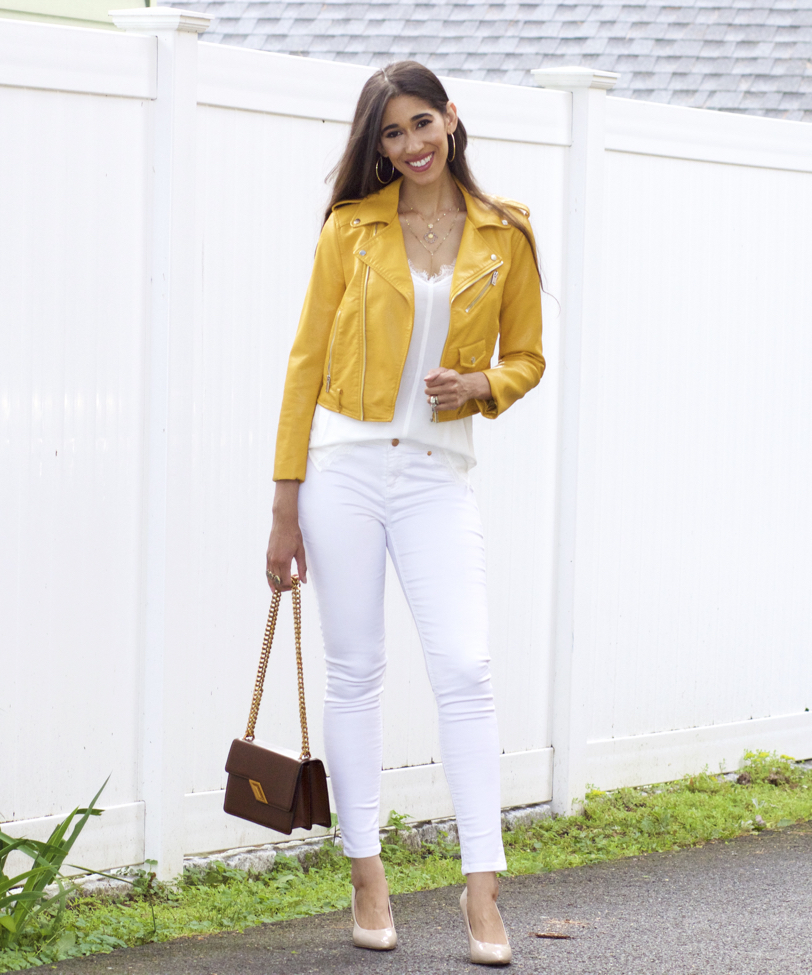 yellow white outfit