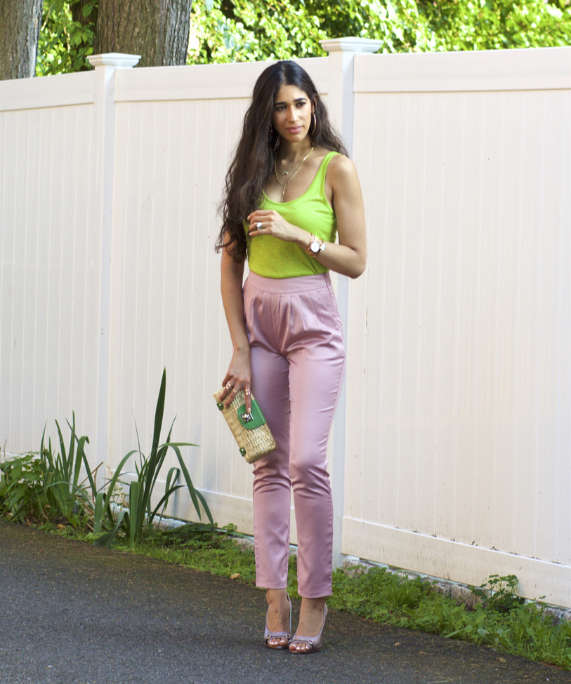 pink green outfit