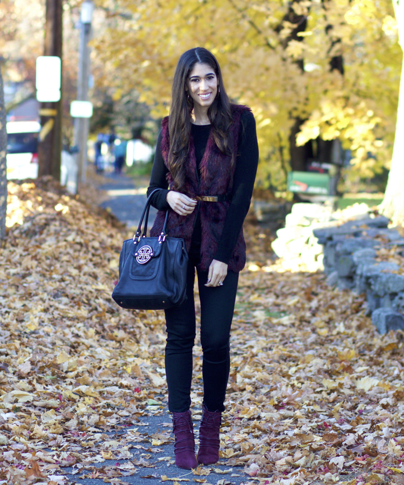 Burgundy and black on sale outfit