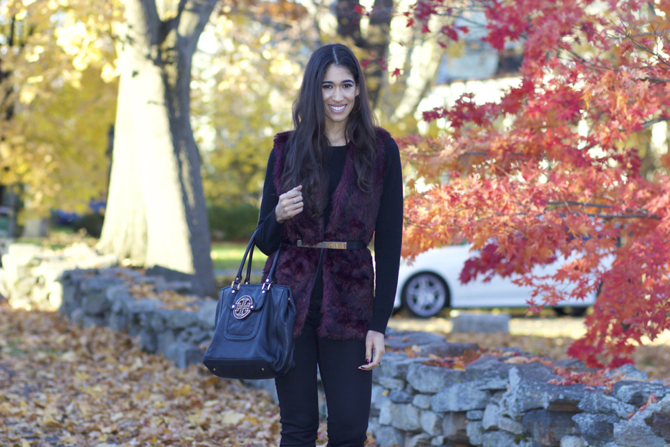 Burgundy vest best sale outfit womens