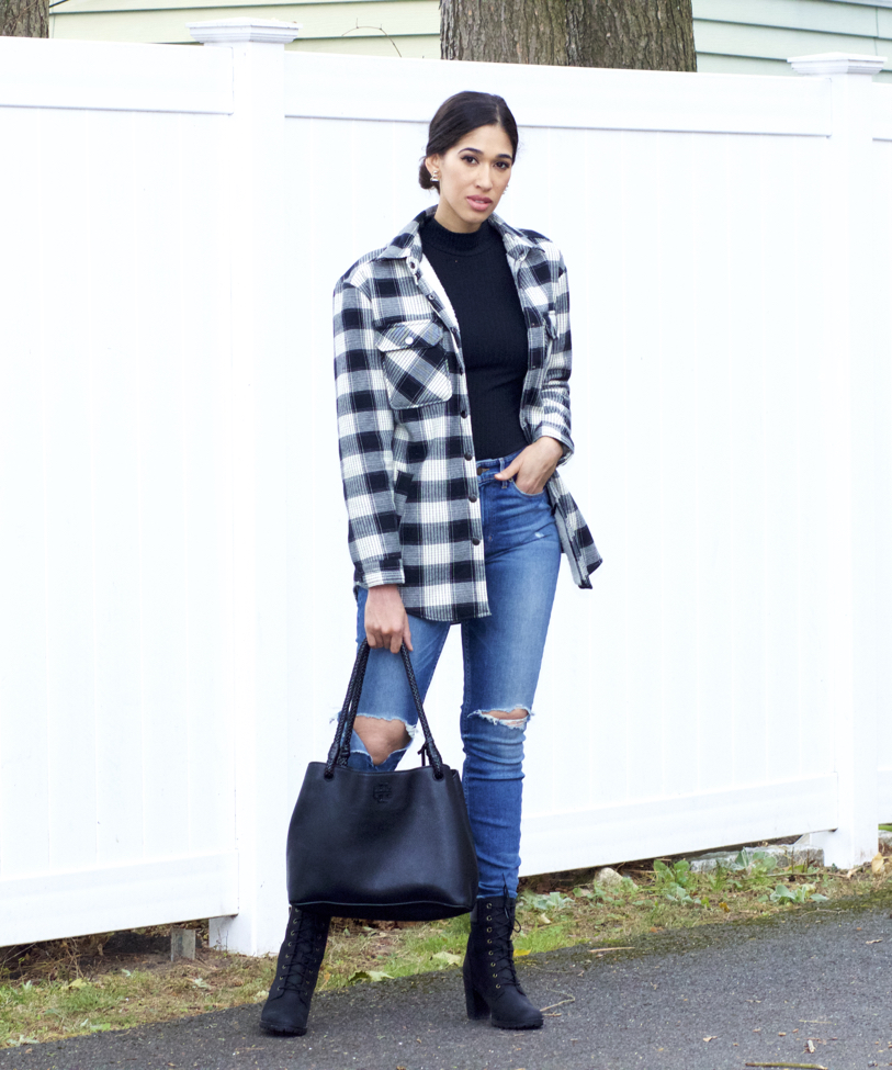 Black and outlet white plaid outfit