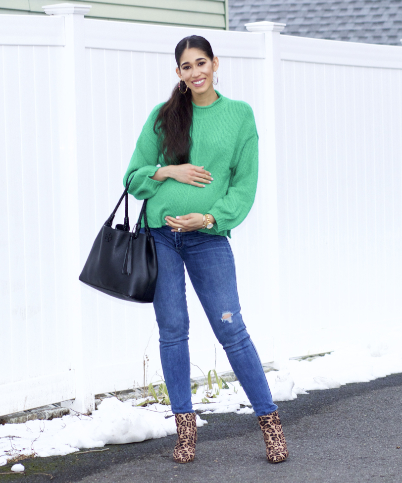 Green dress and hot sale leopard print shoes