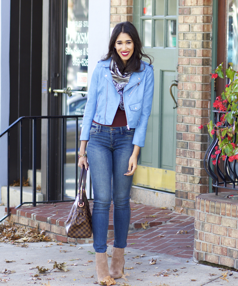 How to Wear Light Blue in the Fall The Style Contour