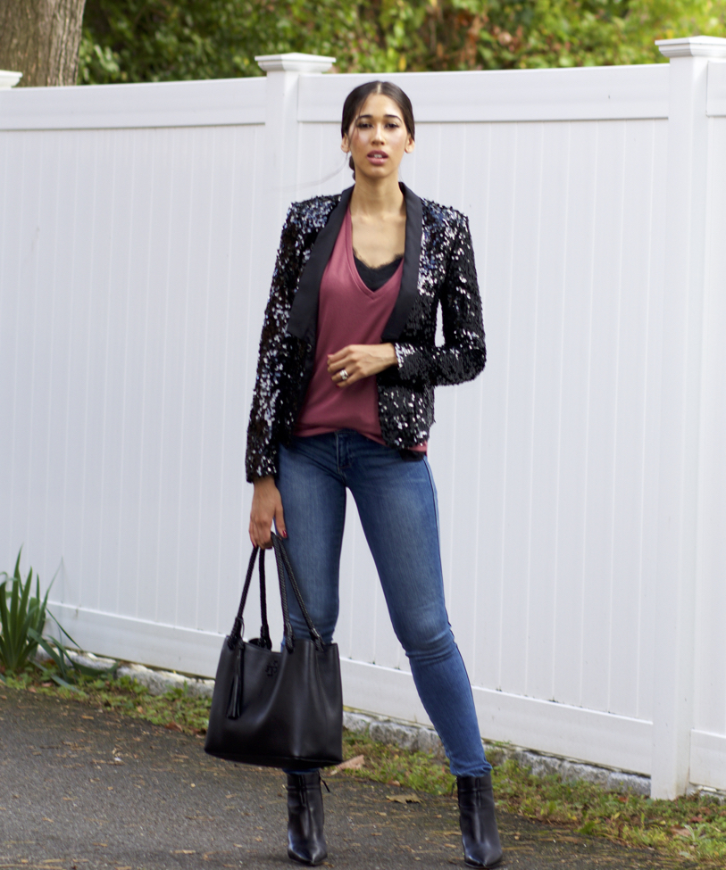 Sequin hot sale blazer jacket