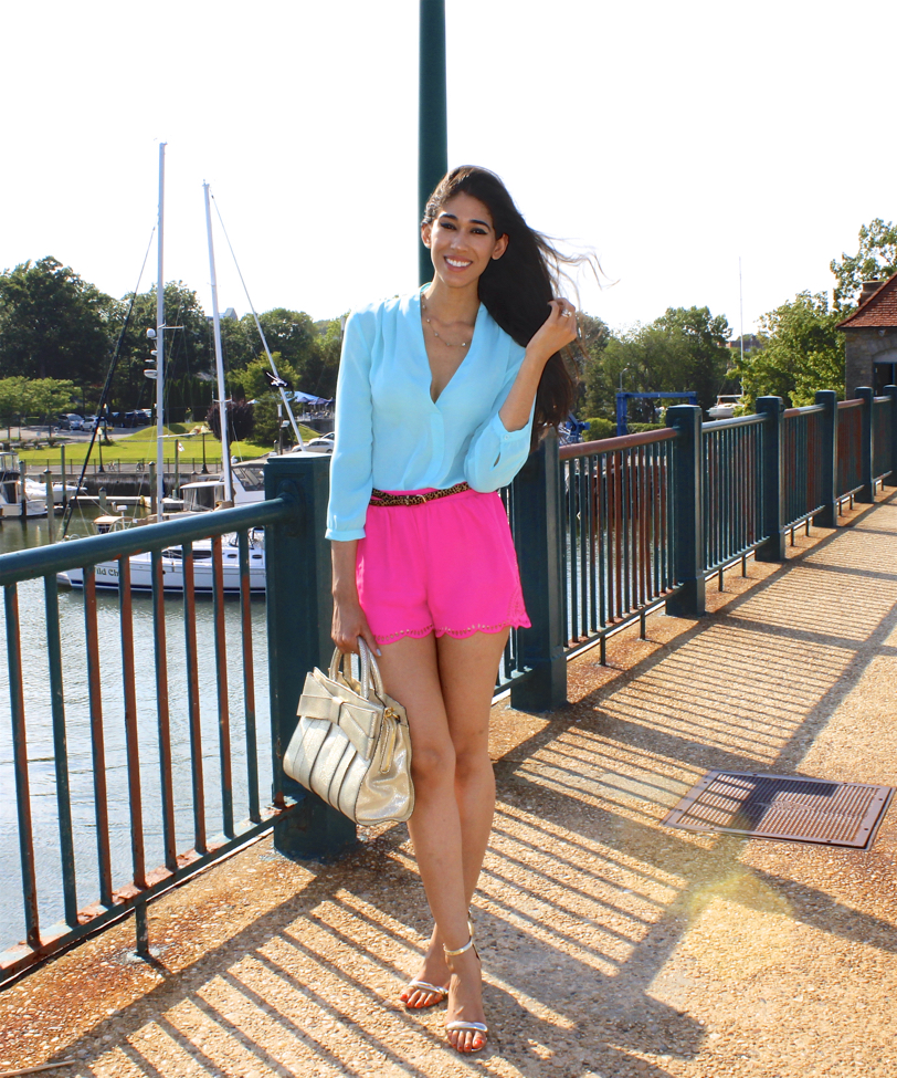 Pink and clearance navy blue outfits