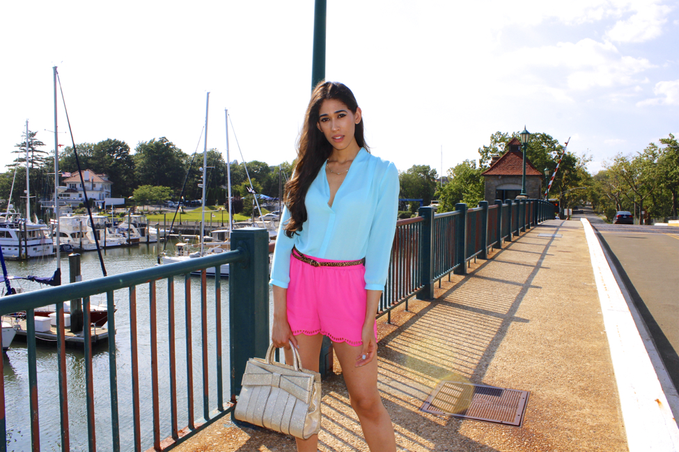 Pink and baby hot sale blue outfit