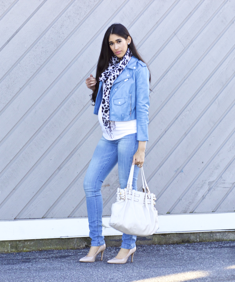 light blue leather jacket zara