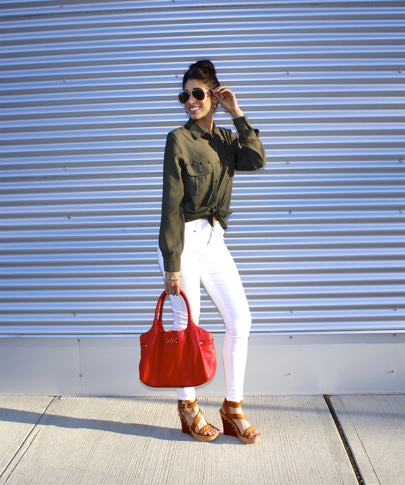 olive green and white outfits