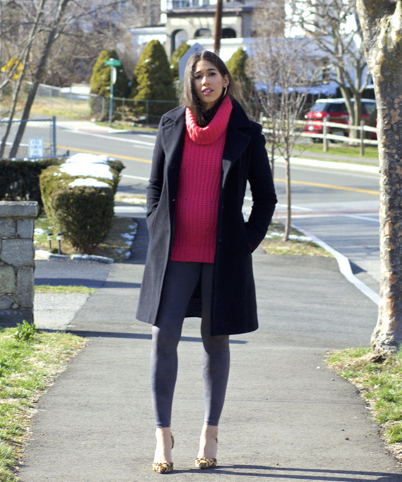 Pink Sweater Grey Leggings The Style Contour