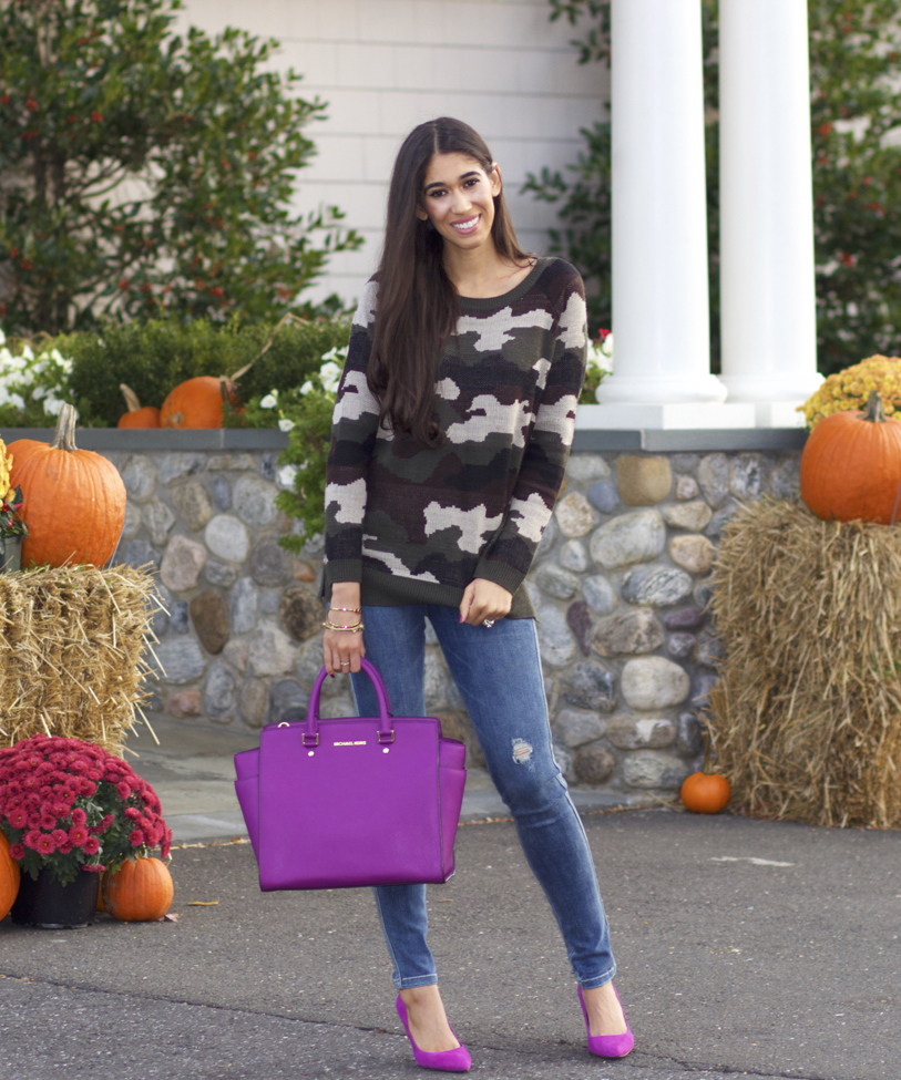 Purple sweater and leopard scarf  Denim fashion, Fashion, Cool outfits