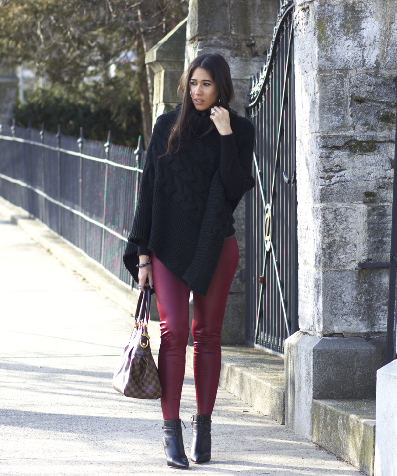 Red Pumps with Black Leather Leggings Outfits (4 ideas & outfits