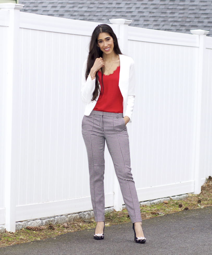 red and white outfit for ladies