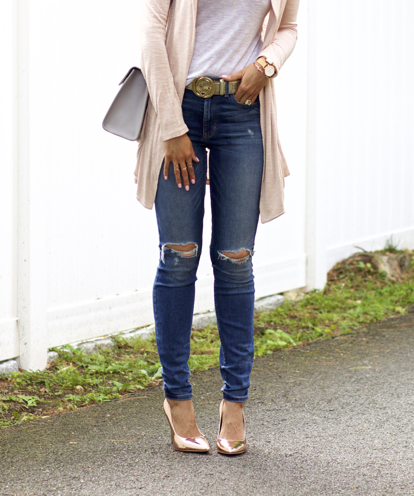 Rose gold shop shoe outfit