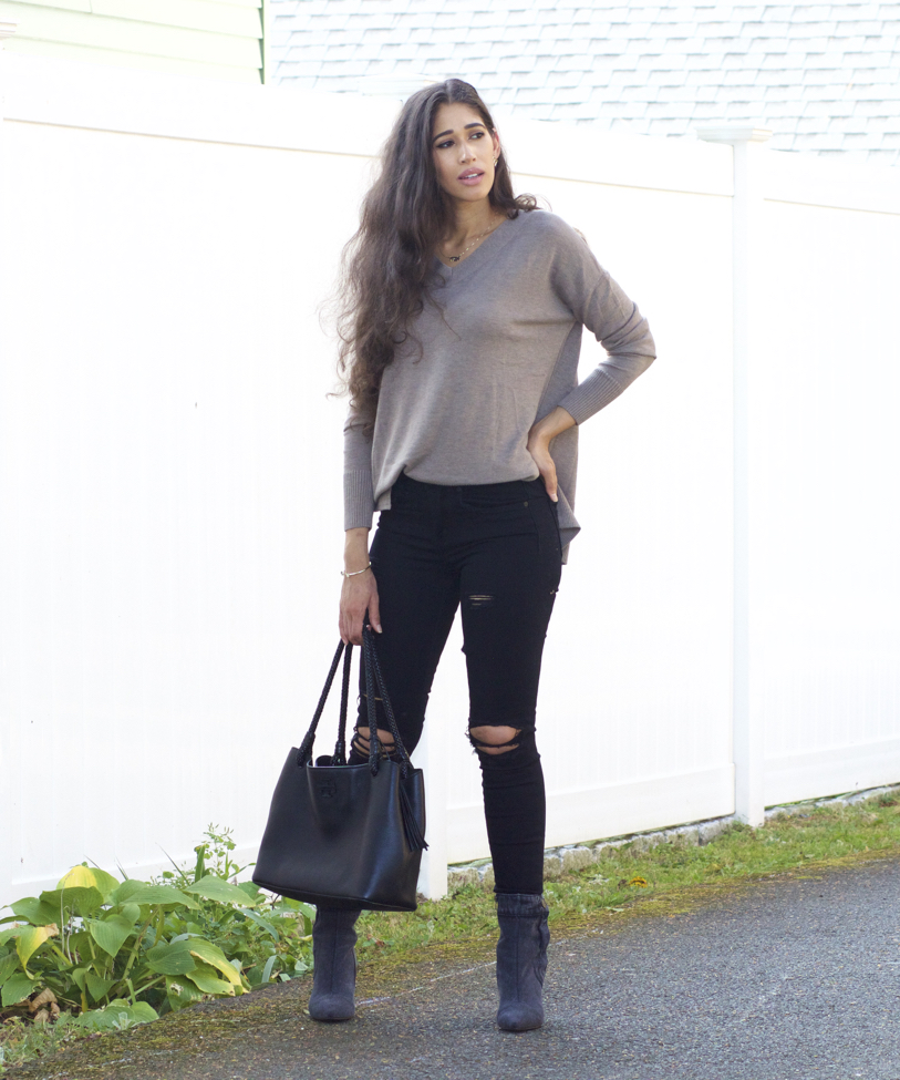 Denim hotsell booties outfit