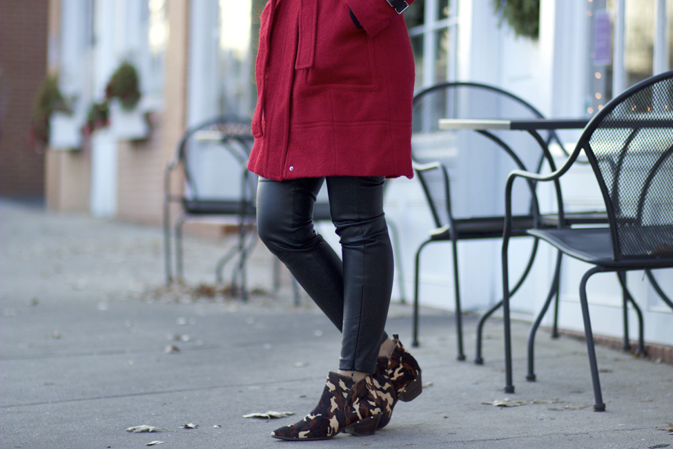 How to wear a red coat, red and black outfit