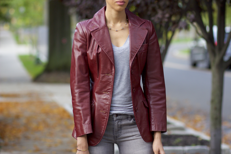 Leather blazer style sale