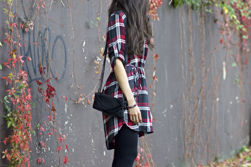 Black plaid hotsell shirt dress