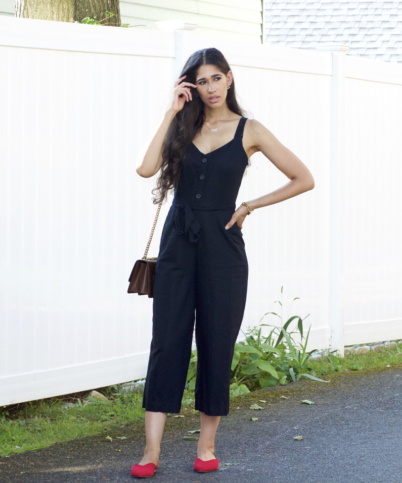 jumpsuit with turtleneck underneath