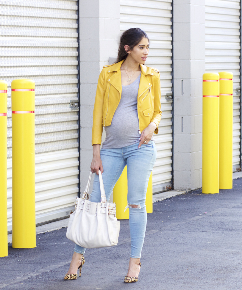 yellow and denim outfits