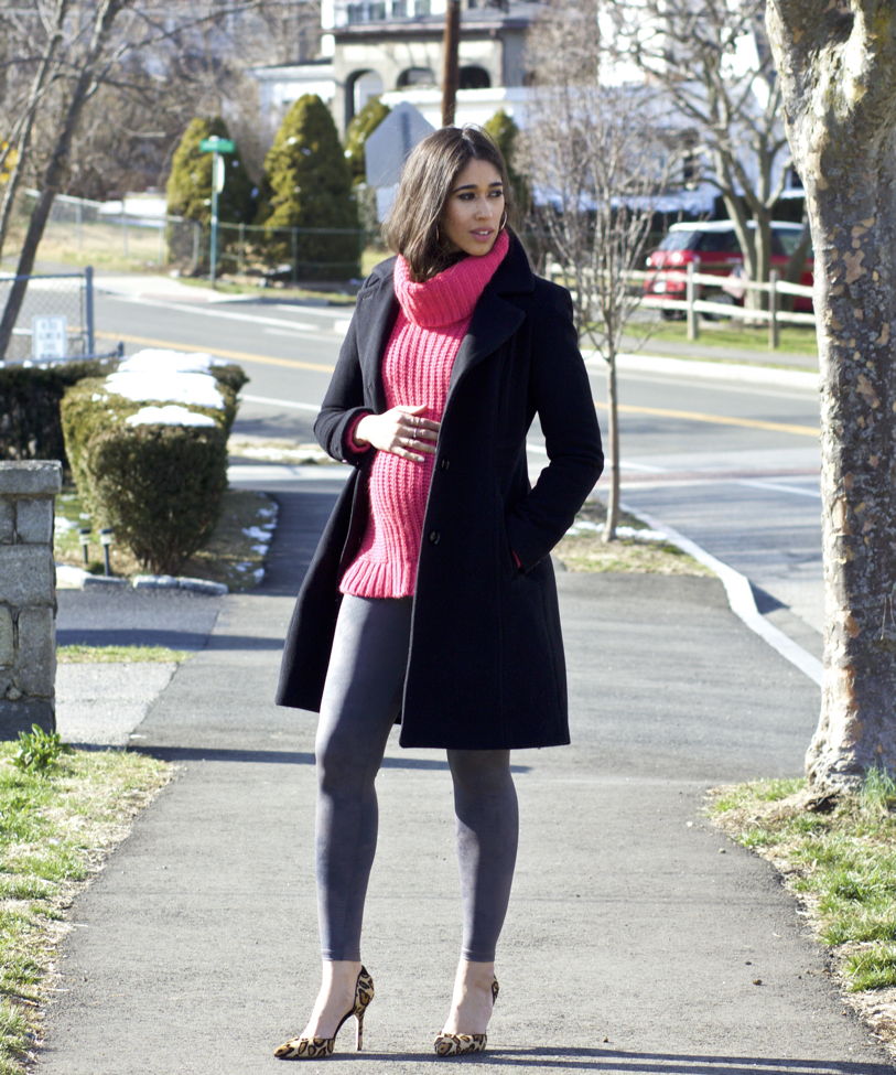 Pink Sweater & Grey Leggings - The Style Contour